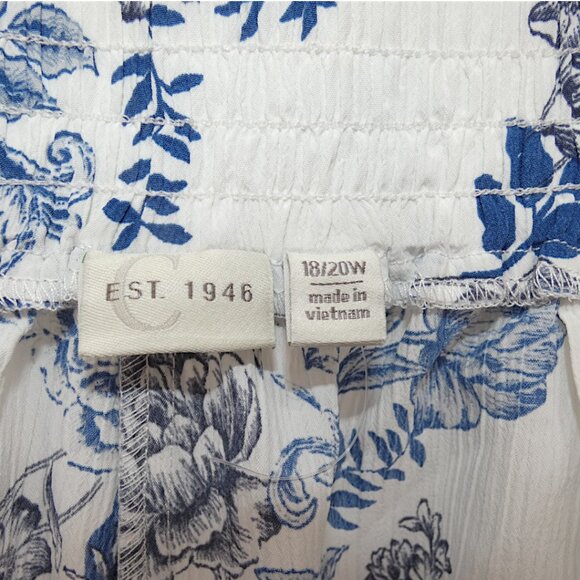 NWOT Cato Blue Floral Print Wide Leg Lightweight Tie Waist Cropped Pants 18/20W - Picture 4 of 6